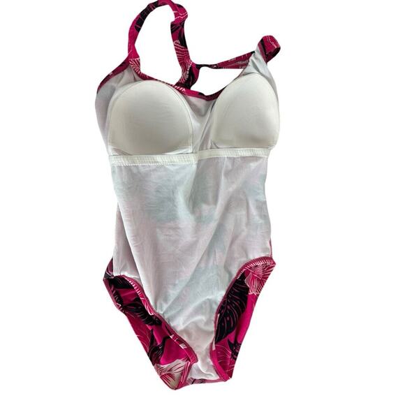 Speedo One Piece Swimsuit Size 12 Pink Tropical Print Racerback - Picture 10 of 12